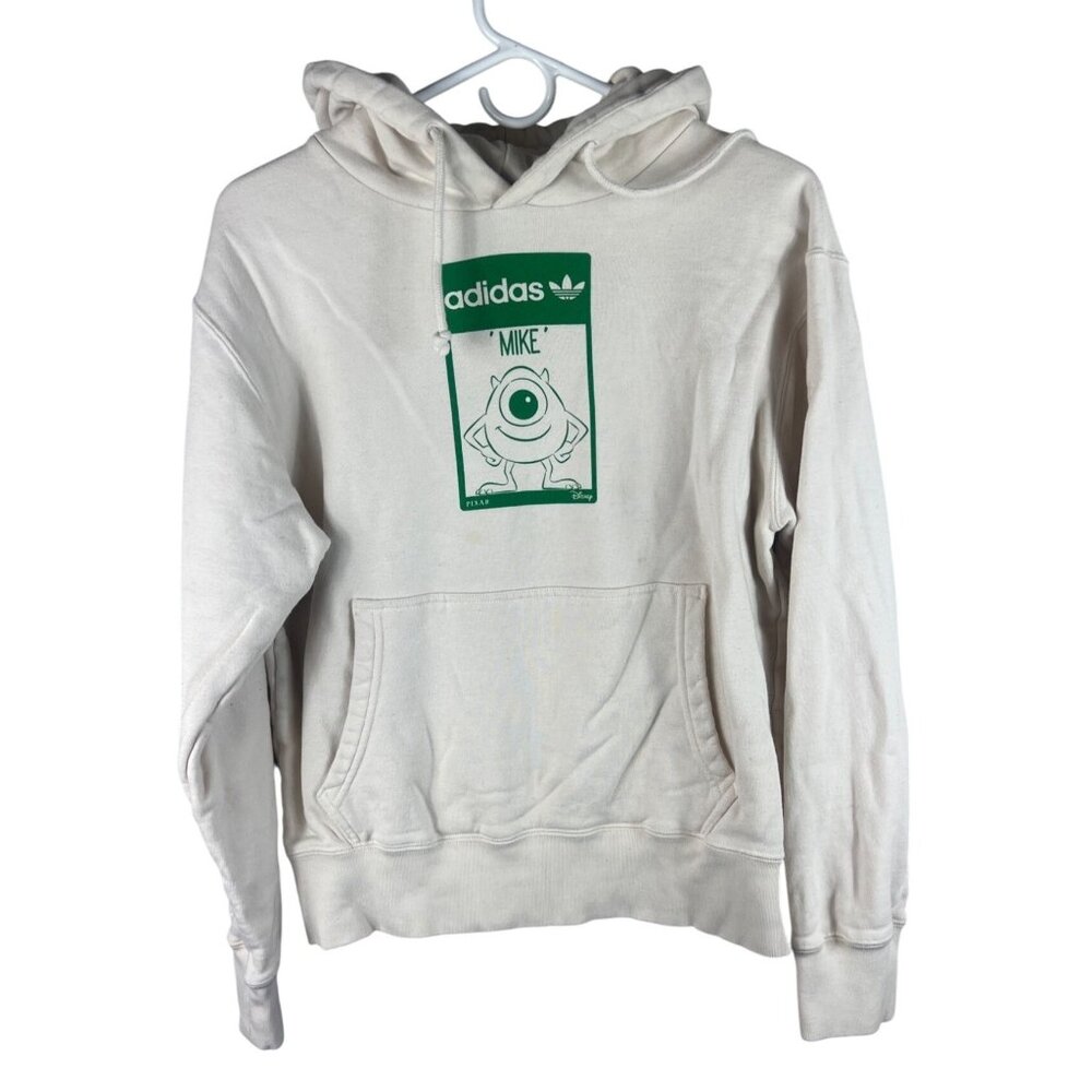 Adidas Disney Pixar Mike Monsters Inc Hoodie White Green Cotton Blend XS